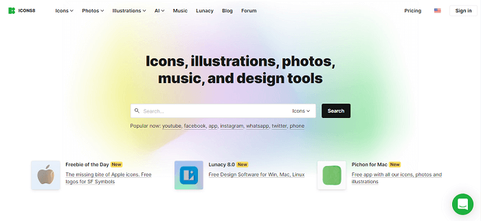 Icons8 free illustration website