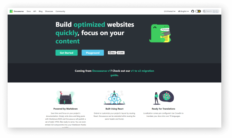 Docusaurus - React Static Site Generator
