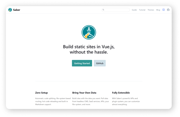 Saber Vue Static Site Generator