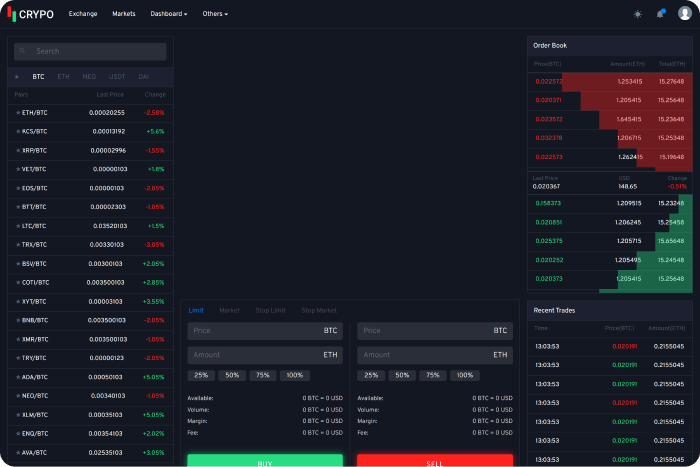 react crypto exchange