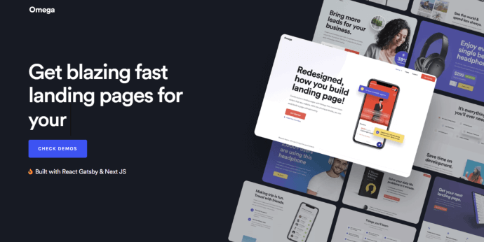 omega react gatsby landing page
