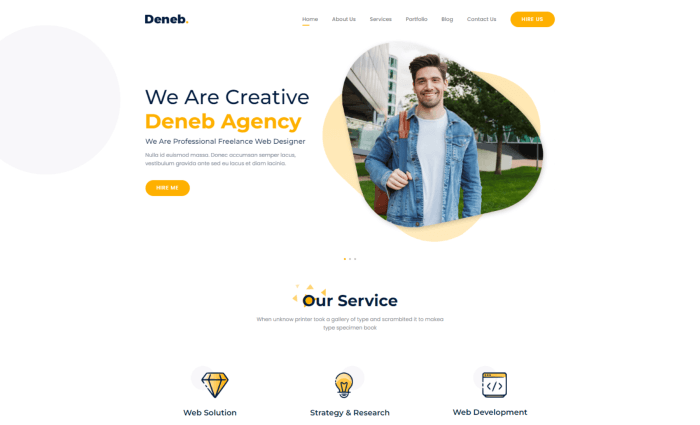 deneb react portfolio template