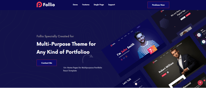 folio react portfolio template