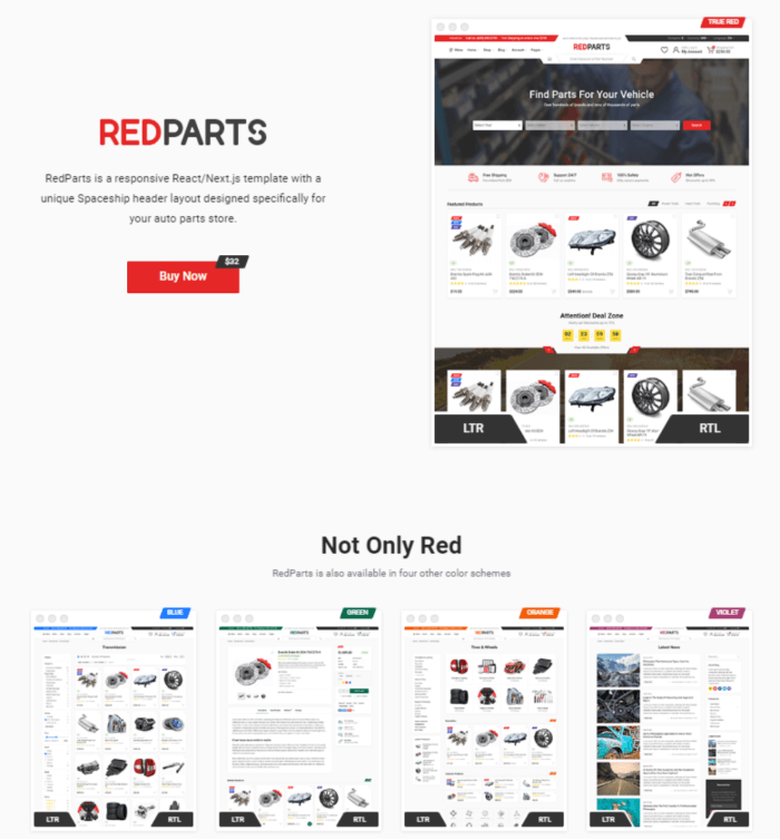 Redparts React eCommerce Template