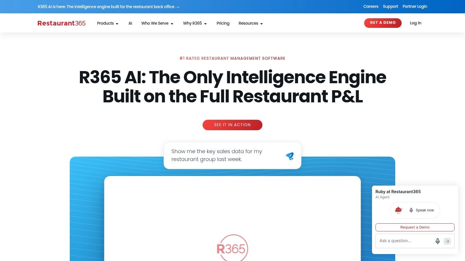 Restaurant365 operations dashboard
