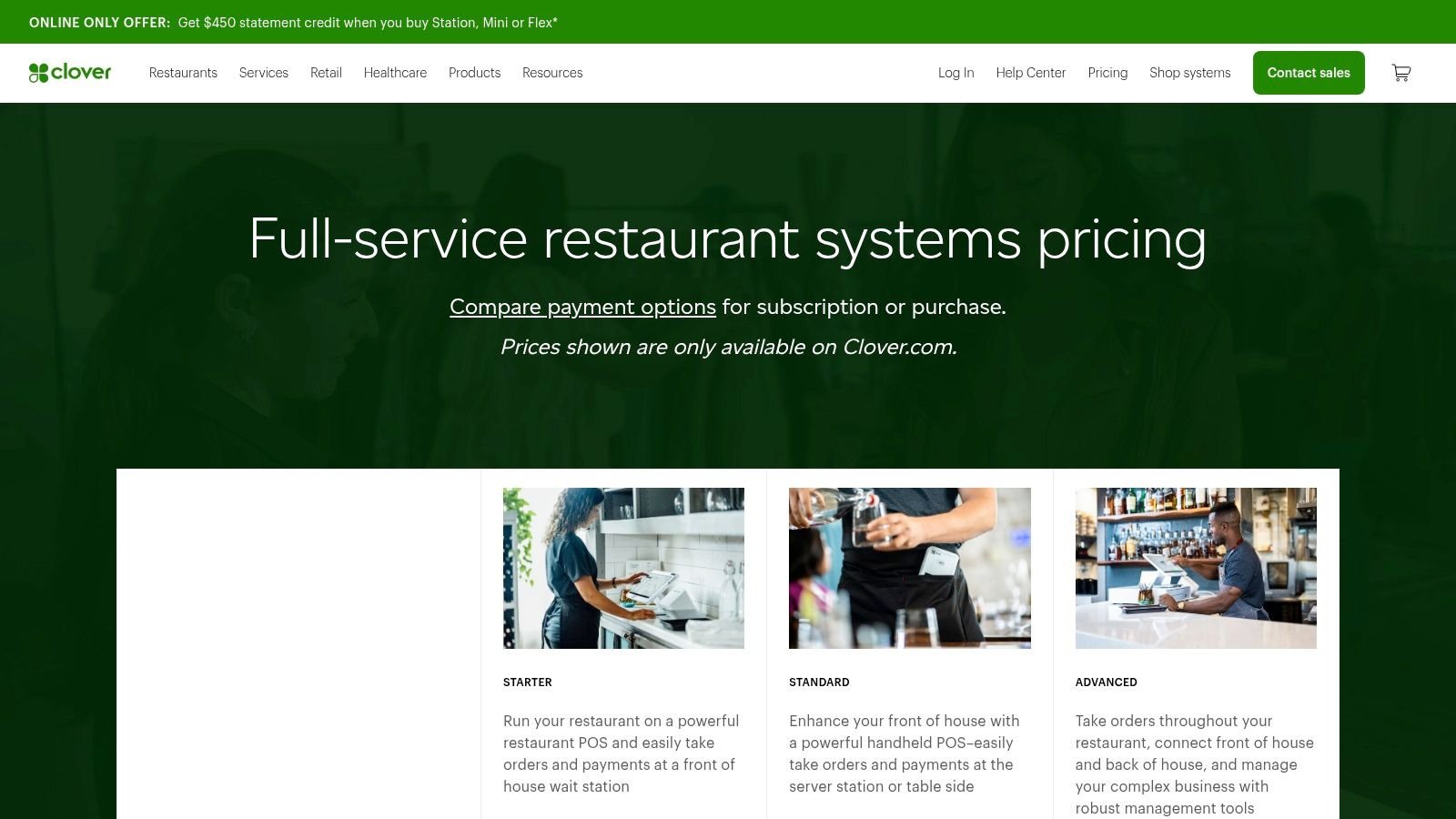 Clover Restaurant POS interface