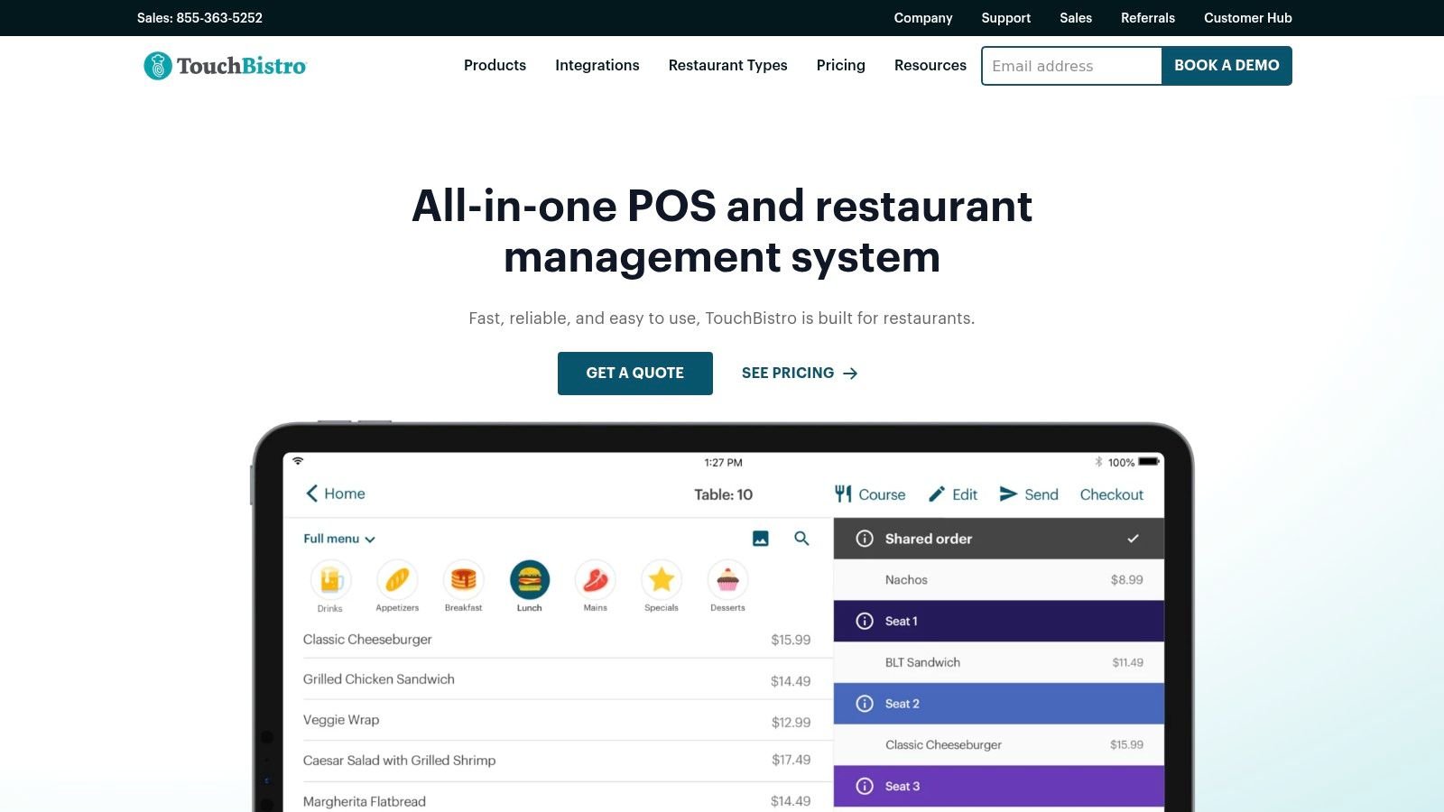 TouchBistro restaurant POS interface