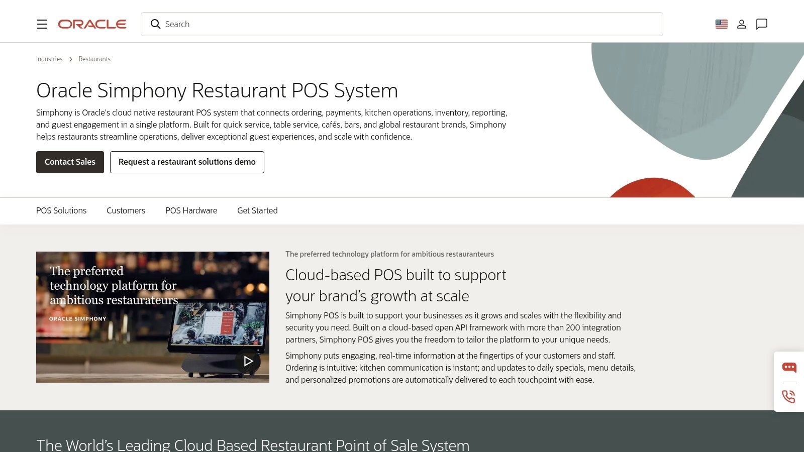 Oracle MICROS Simphony restaurant POS interface