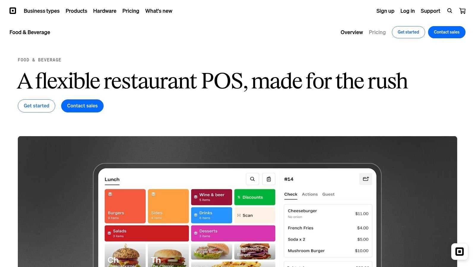Square for Restaurants interface