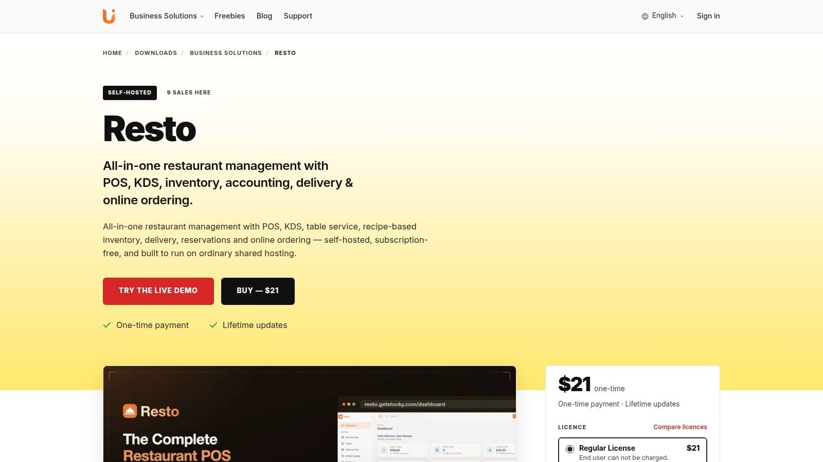 Resto restaurant POS, management system, KDS and online ordering