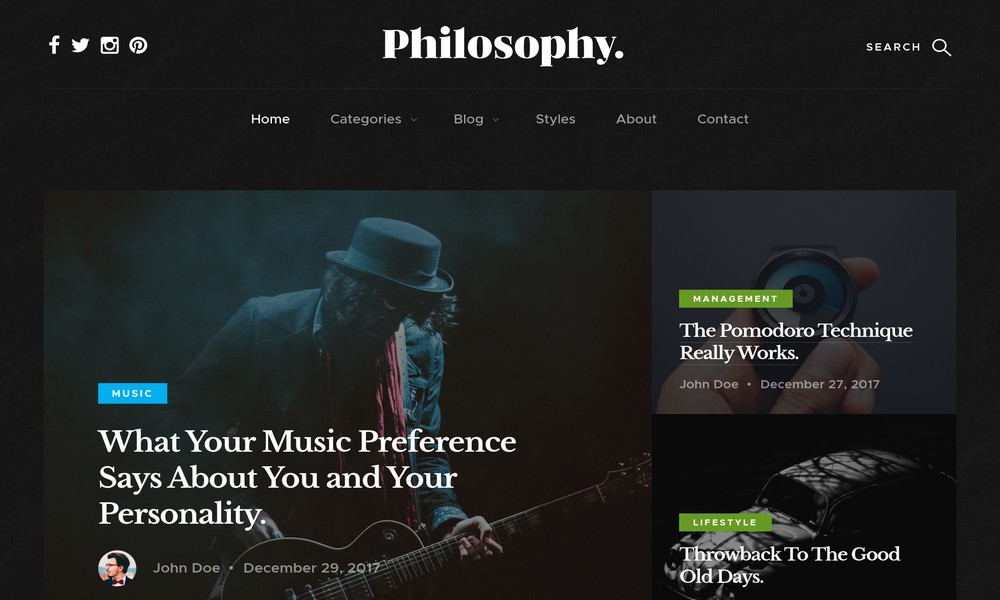 Philosophy html5 & Bootstrap template for entertainment sites