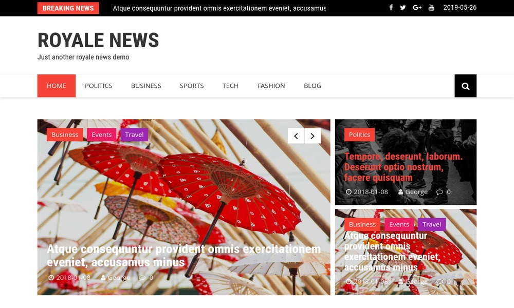 Royale news creative bootstrap template