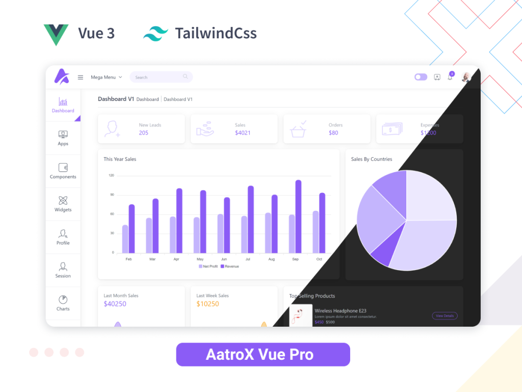 A Minimal Admin Dashboard Develop with Vue 3, Vite, and TailwindCss.
