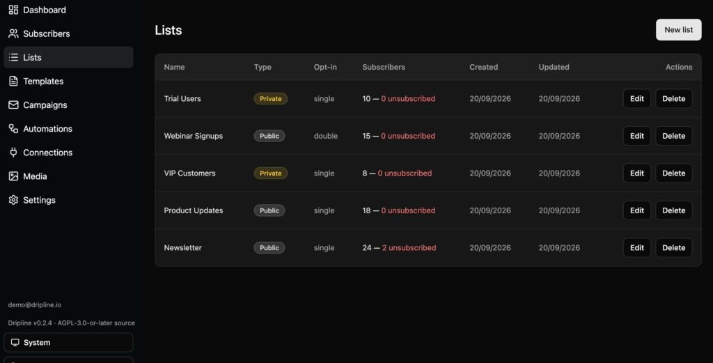 Lists, tags and single/double opt-in